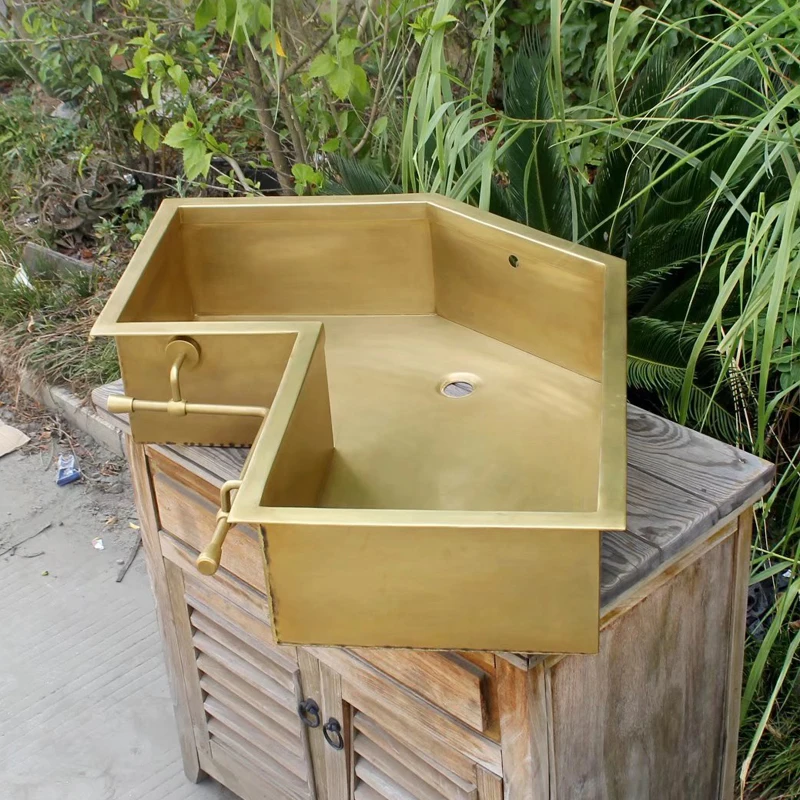 Corner Brass Kitchen Sink Triple Bowls Farmhouse Sink Custom Customized Butterfly Kitchen Single