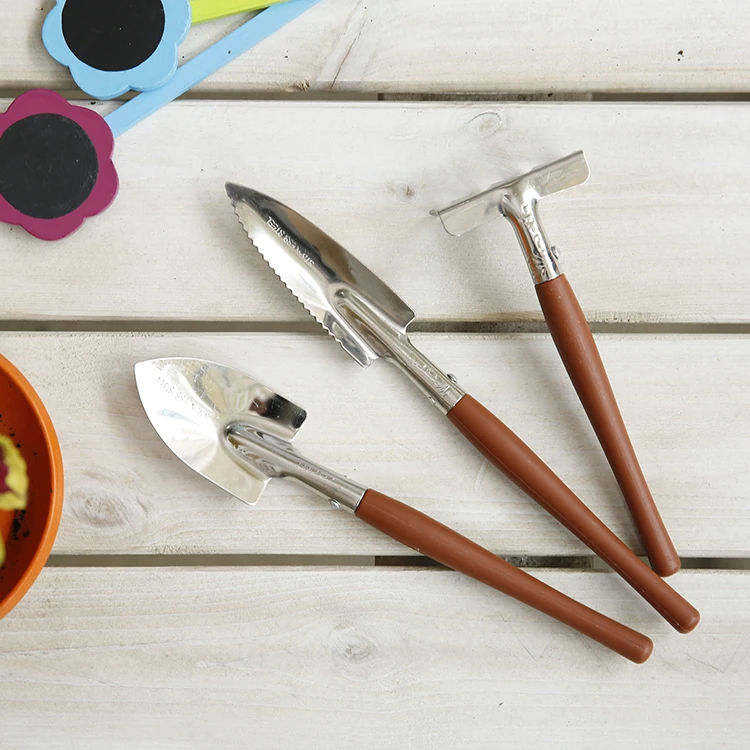 3 pieces mini plastic rake trowel and transplanter garden hand tools set