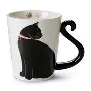 Funny ceramic cat shaped cookie food jar with tail