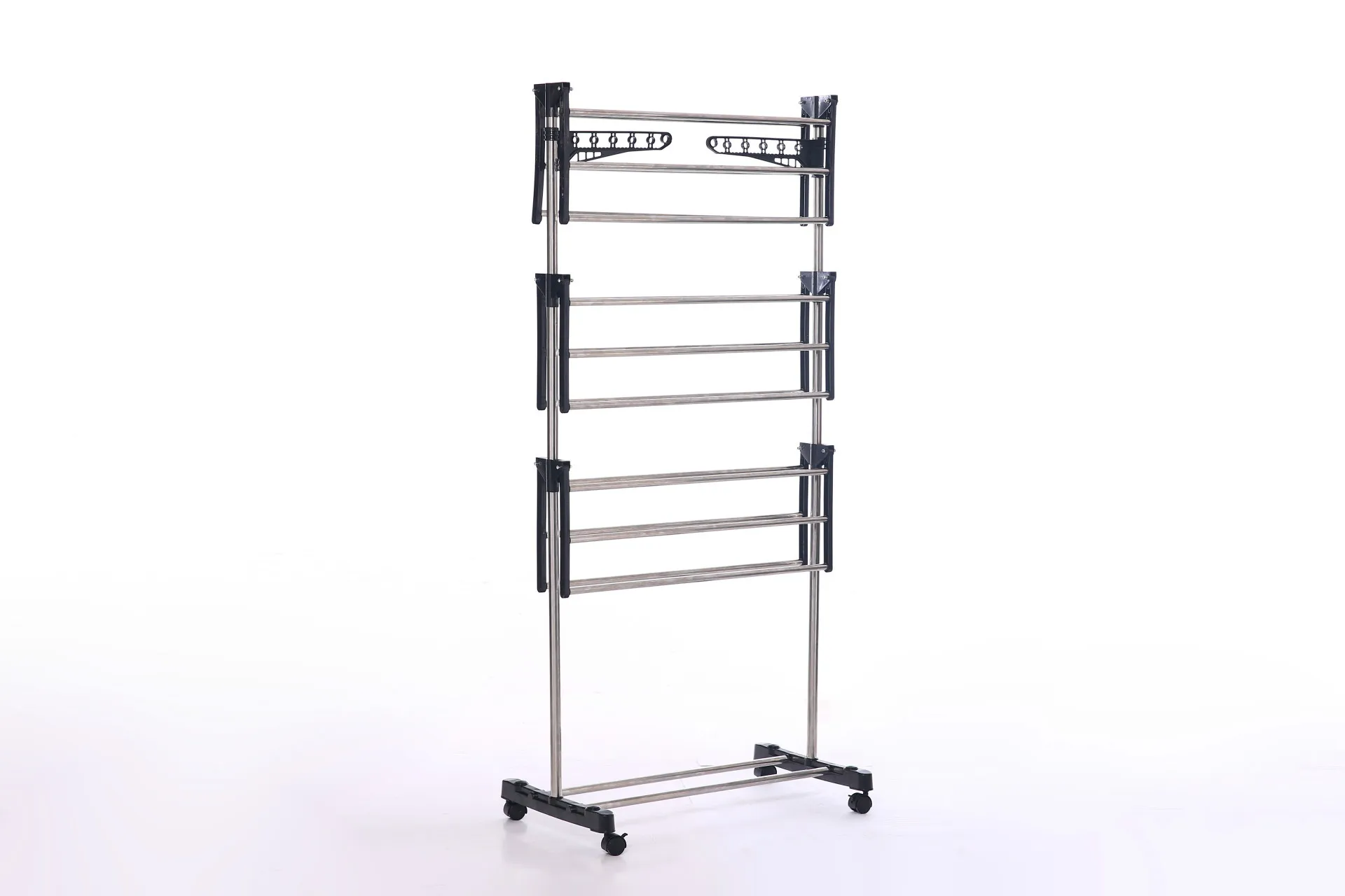 3 Tier Rolling Clothes Drying Rack Clothes Garment Rack Adjustable