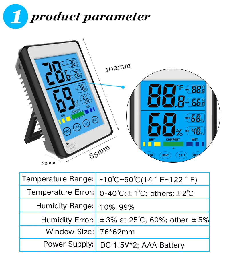 Ch914 Digital Indoor Thermometer Humidity Monitor With Temperature Humidity Gauge For Sale