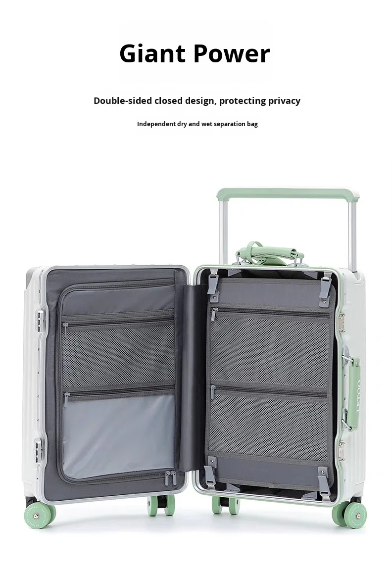product 26 inch modern aluminum frame luggage box mute spinner large capacity boarding password travel suitcase skating wheels tsa lock-16