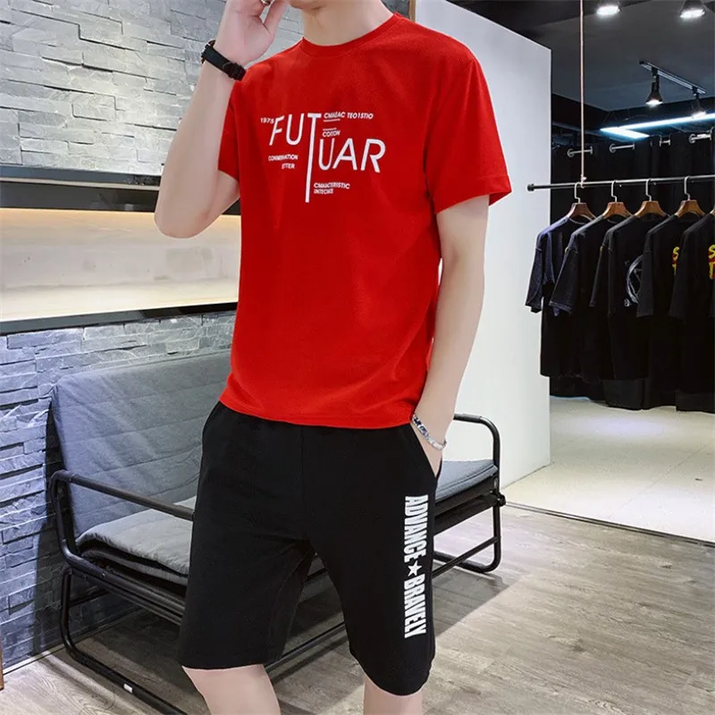 Arrivals 3colors Men Clothing Letter Print Short Sleeves Tshirt With Shorts Two Piece Tracksuit Outfit 2 Piece Short Set Buy Men Short Set 2 Piece Set Mens Suit Printed Tshirt Product On