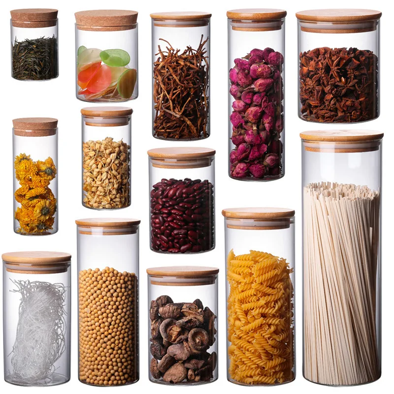 Multi Sizes Airtight Kitchen Glass Canisters Glass Storage Jar With Bamboo Lids For Coffee Flour Sugar Candy Cookie Spice Buy Storage Container Food Storage Container Food Storage Container Set Product On Alibaba Com