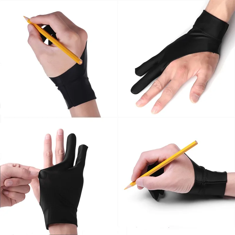 Frcolor 2 Pairs Drawing Glove Artist Glove Tablet Digital Art Glove Two-Finger Sketch Glove, Men's, Size: One size, Black