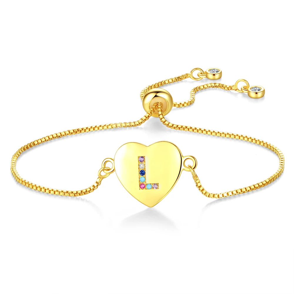 product-The New 26 Letters Pull Adjustable Bracelet, Heart Color Zircon Bracelet Hot Style Female-BE