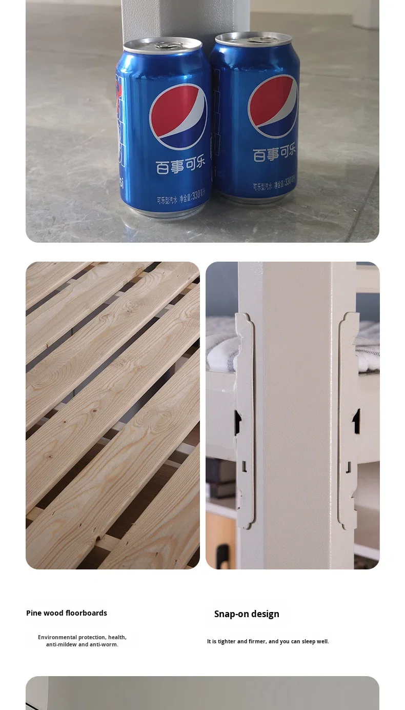 product dormitory queen size good quality loft bed hostel adult metal iron frame bunk beds with stairs for school use-8