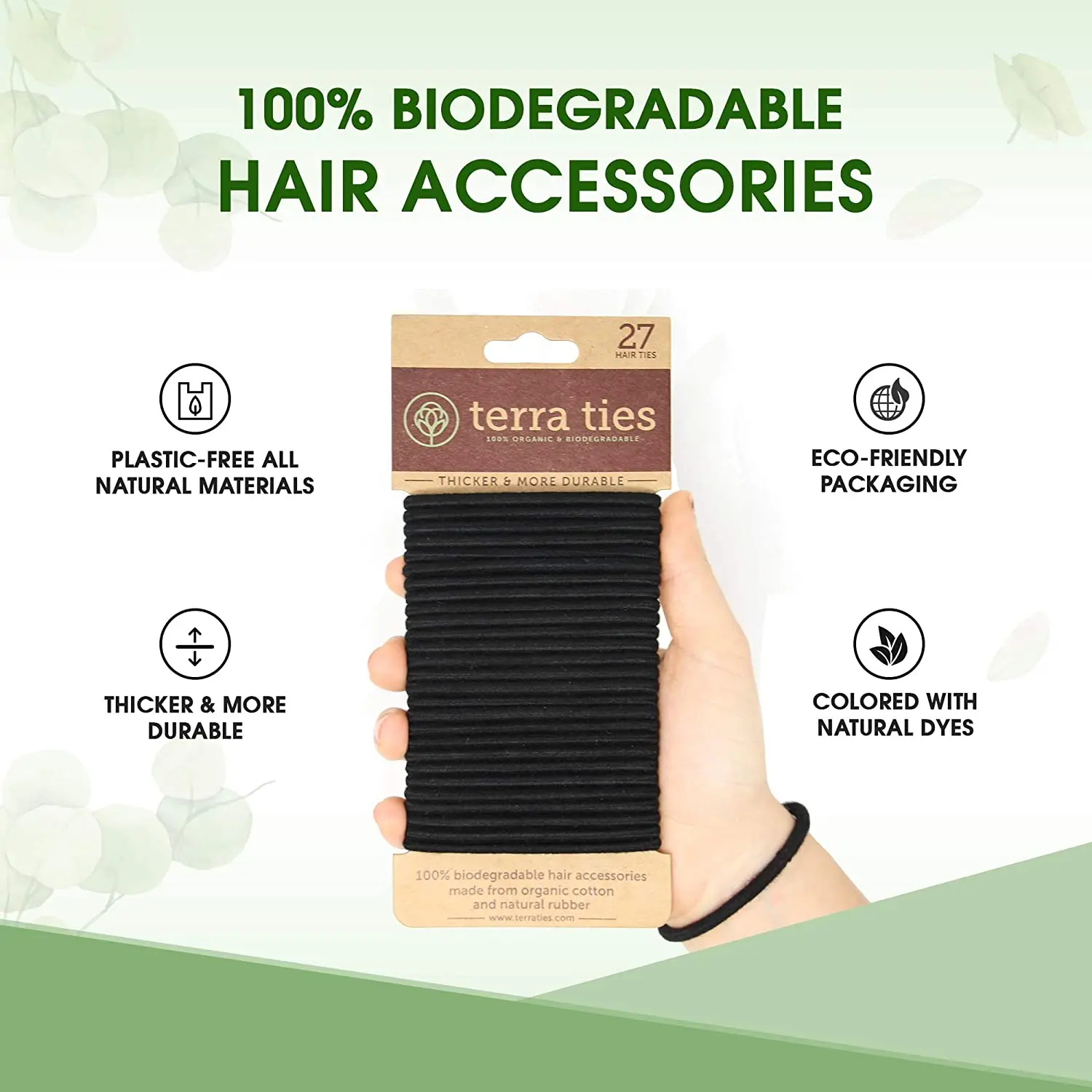 Eco Friendly Biodegradable Gots Organic Cotton Elastic Headband Natural