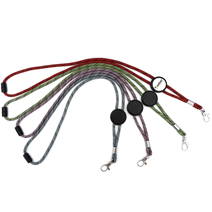 Polyester material round cord lanyard stopper with breakaway