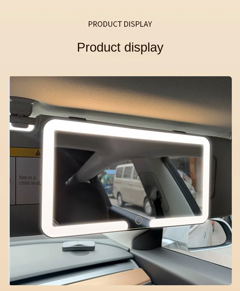 Car Vanity Mirror with 3X Magnification High-definition Sun Visor Touch Sensitive LED Three-color Adjustable Makeup Mirror