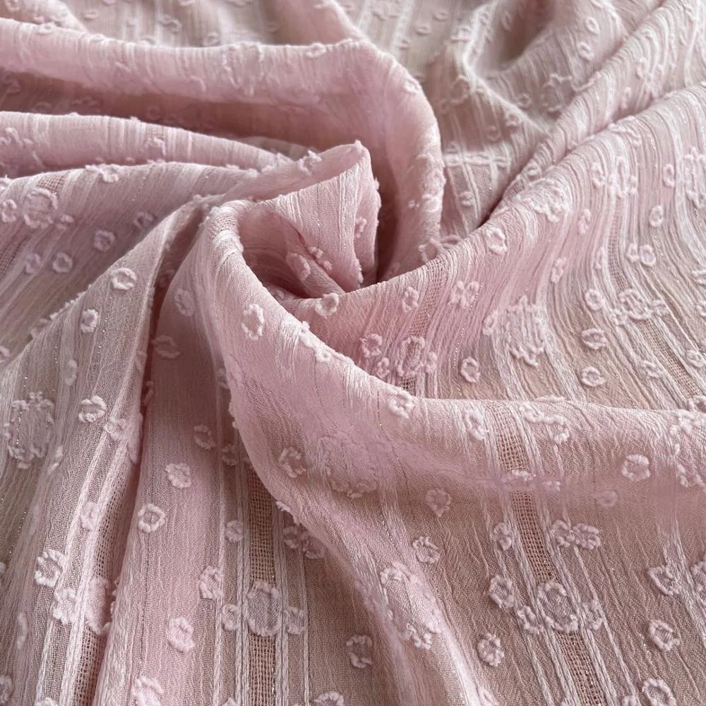 75d * 75d新发展剪花雪纺面料: 97% 聚酯纤维 3% 银金属时尚连衣裙