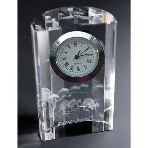 Customized promotion gifts crystal clocks with 3D laser engraving manufacture