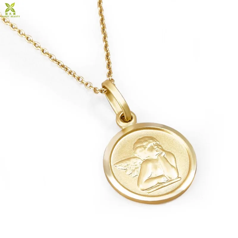 Gold Angel Pendant 18K Solid Gold Angel Necklace Religious -  Israel