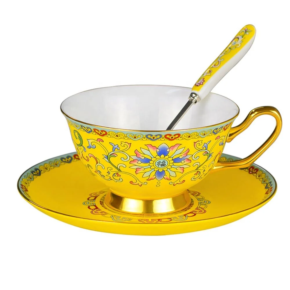 High Quality Bright Color Glazed Personalized Modern Bulk Ceramic Vintage Tea Cups And Saucer