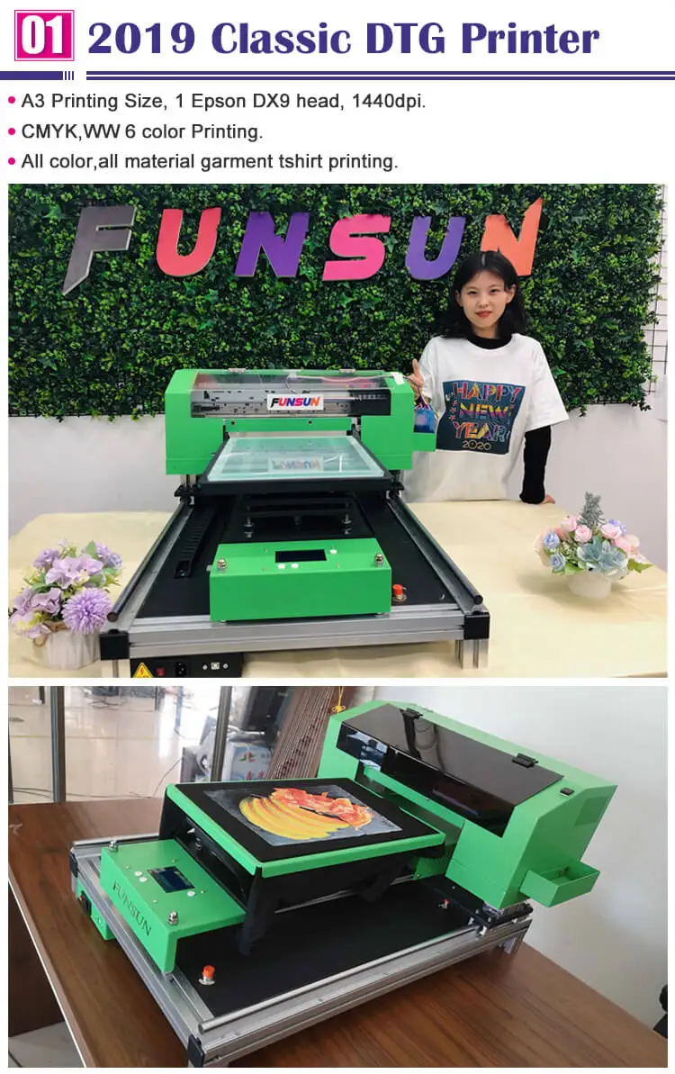 Funsun DTG T-shirt Printing Machine with DX9 Print Head for Epson