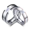 Man 316L Male Lover Couple Heart Cubic Zircon Finger Jewelry Gold Round O Stainless Steel Engagement Ring