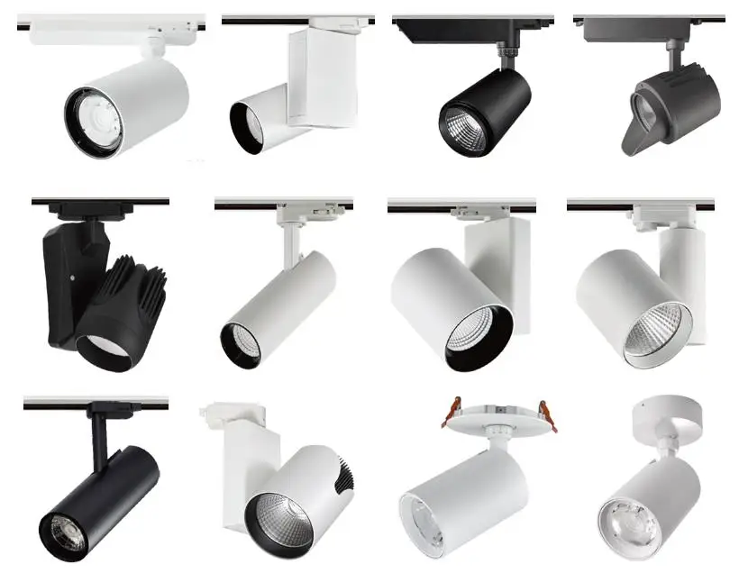 Elegant design have heat sink fin track lighting 15W 25W 35W high quality COB track light CRI90 355 degree LED light