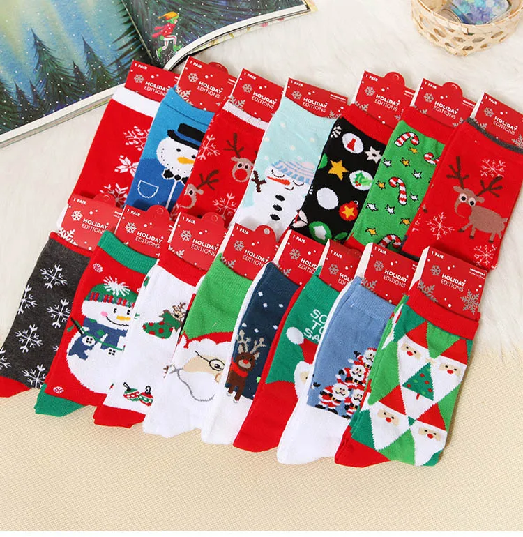 Wholesale Hot Sale Cotton Women Christmas Socks Cheap Cute New Year Red Socks