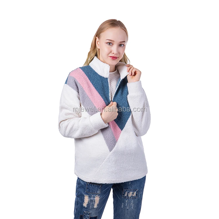 color block fleece pullover