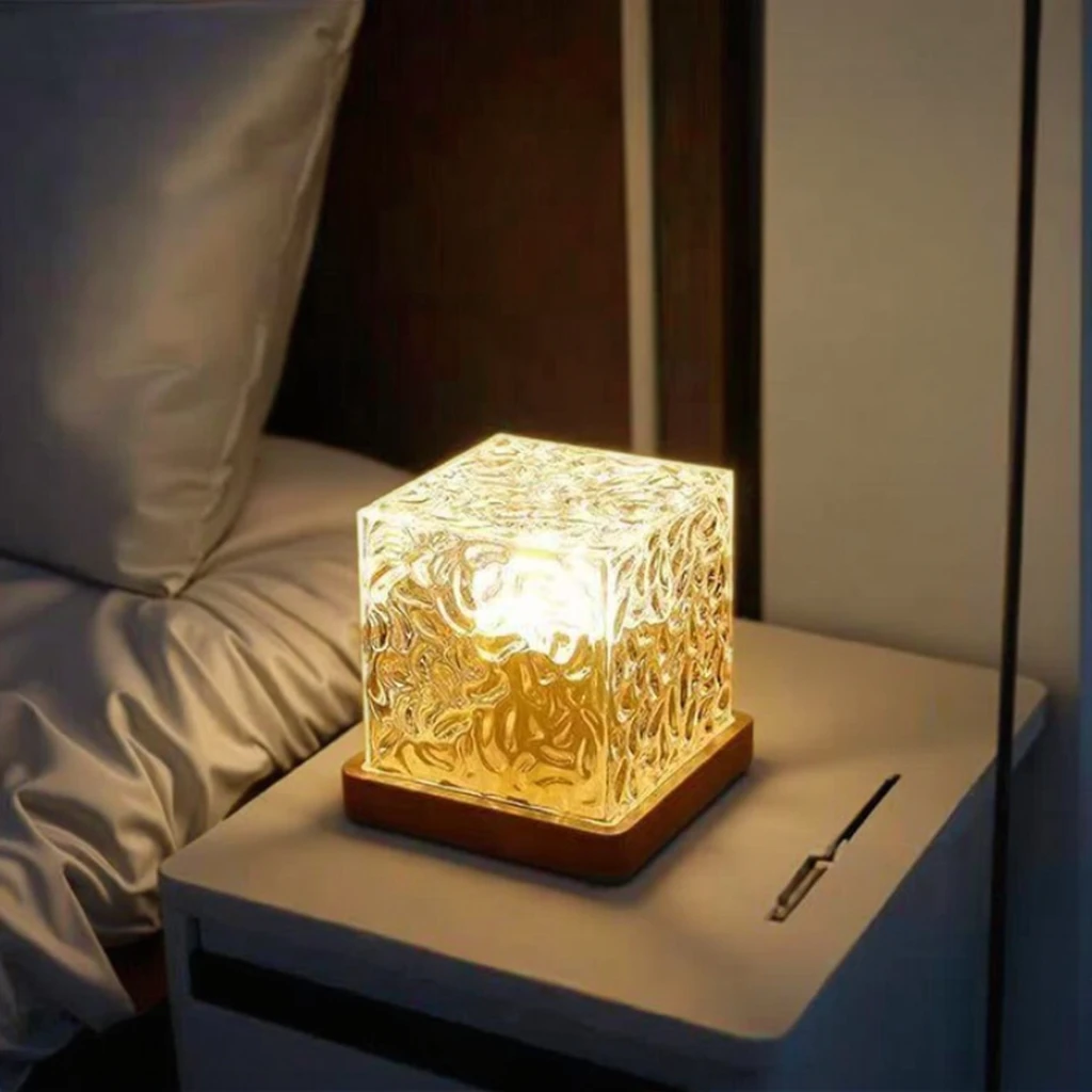 dynamic led water ripple cube light   rgb crystal ambient lamp with remote control-2