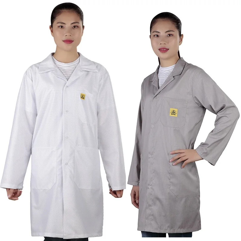Esd Cotton Lab Smock Long Coat Industrial Workwear Buy Esd Lab Coat