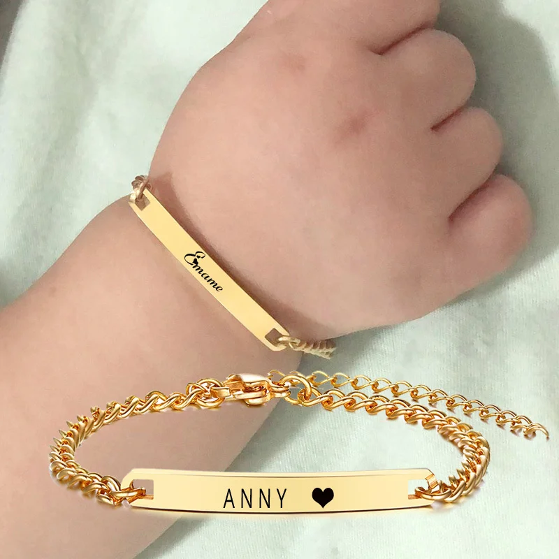 Bluelory Customized Stainless Steel Name Bracelets For Baby Gold Silver  Rose Custom Jewelry Childs Girls Boys Birthday Gifts - AliExpress