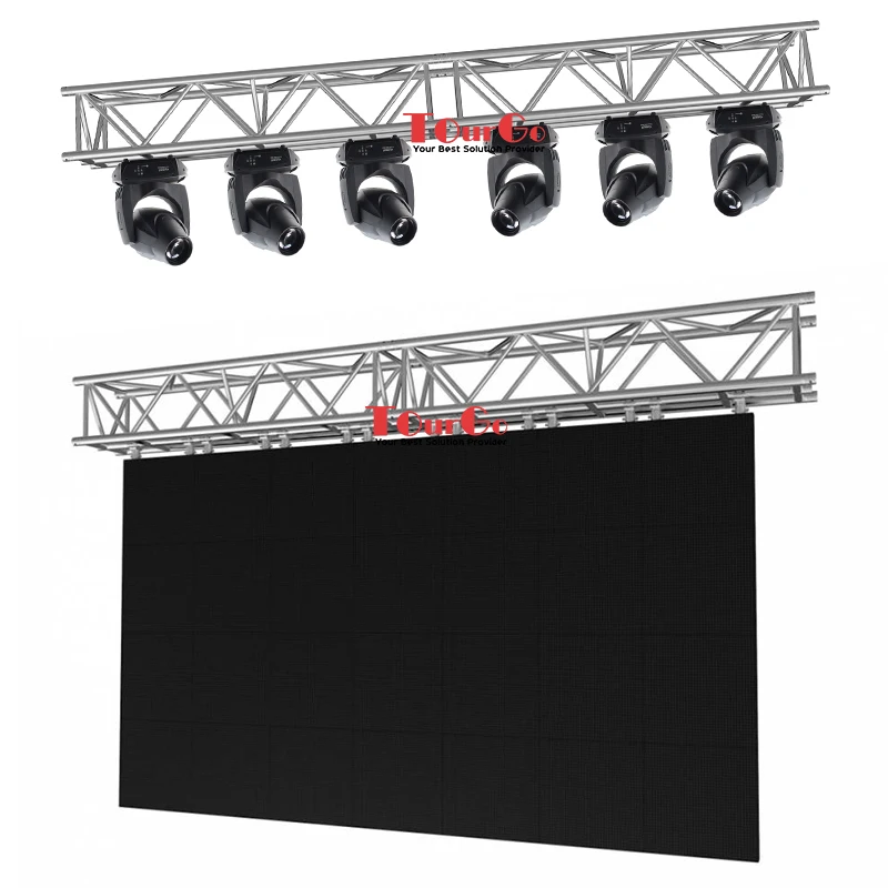 TourGo 400mm 5-Chord Linear Aluminum Black Spigot Truss for Hanging Lights and LED Screen