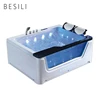 Best acrylic 520mm glossy white soaking rectangle 2 person massage bathtub