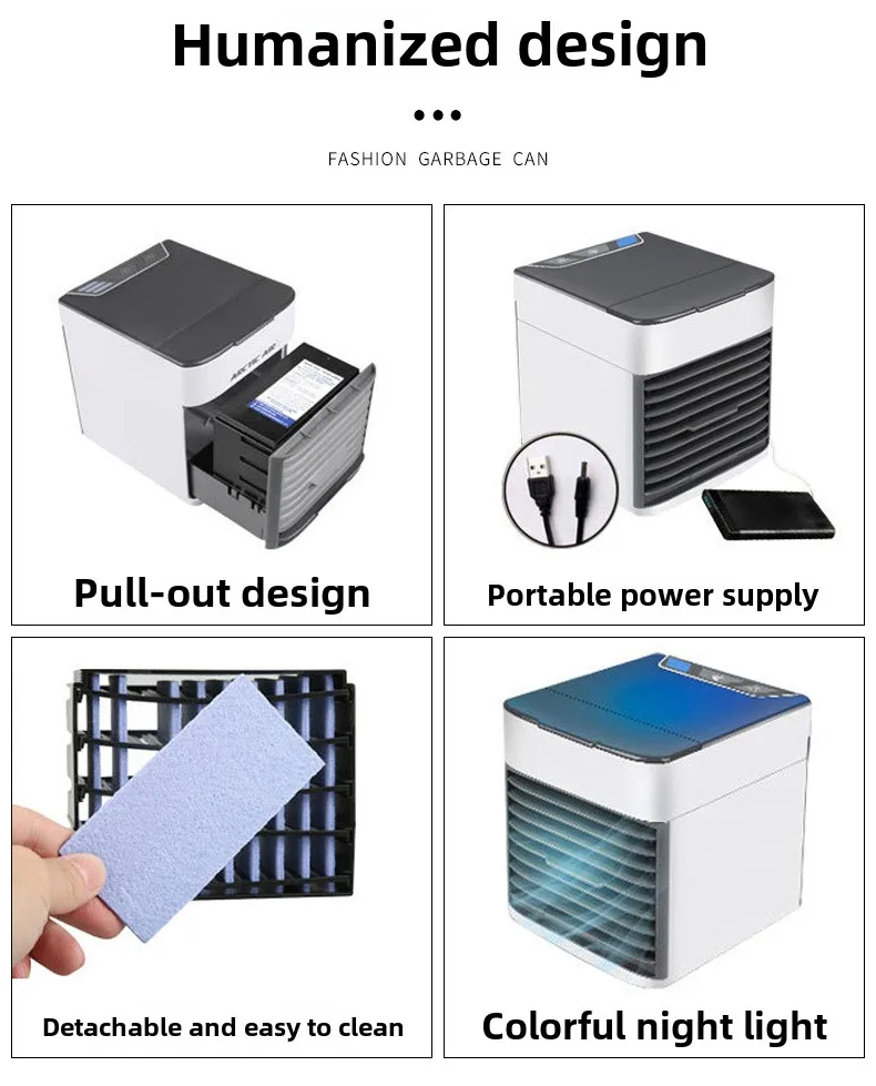 Portable Second-Generation Mini USB Air Cooler Water Cooling Spray Mobile Desktop Small Refrigeration Electric Fan Back
