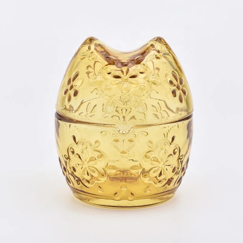 Owl shape decorative glass candle jars home decor