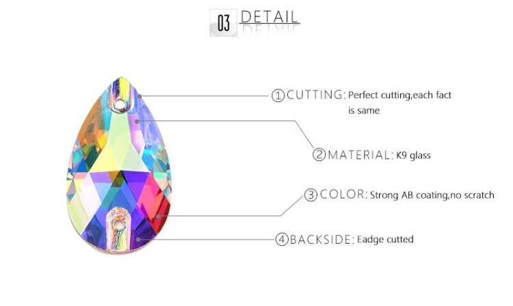 Wholesale 5A Crystal AB Sew on Rhinestone 11*18mm Flatback Teardrop Sew on Strass for Women Garment