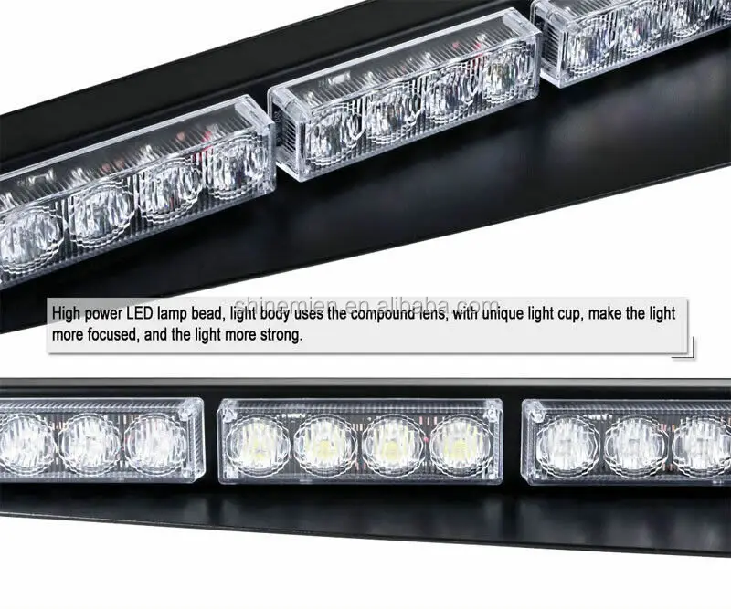 32 Led 32w Led Lightbar Visor Light Windshield Emergency Hazard Warning