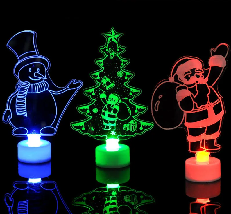 New colorful acrylic Christmas tree Snowman Santa Claus night light for decor