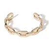 2020 Metal Open Oval Link Chain Bangles Women Sexy Punk Yellow Gold Plated Chunky Curb Link Chain Cuff Bracelets For Party