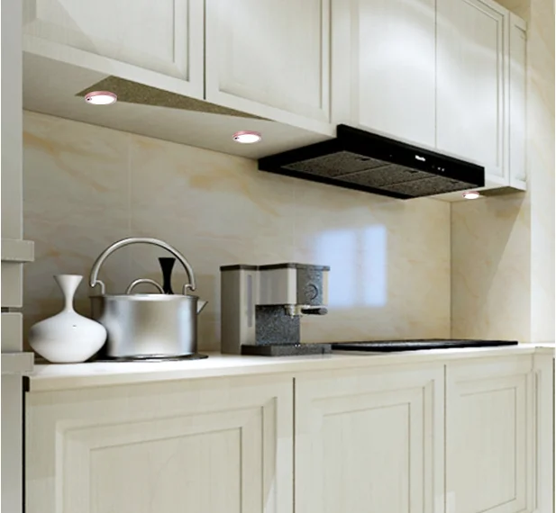 Aluminum Shell 12V DC 3W LED Under Cabinet Lights Puck Light Warm White for Kitchen Counter Down Lighting