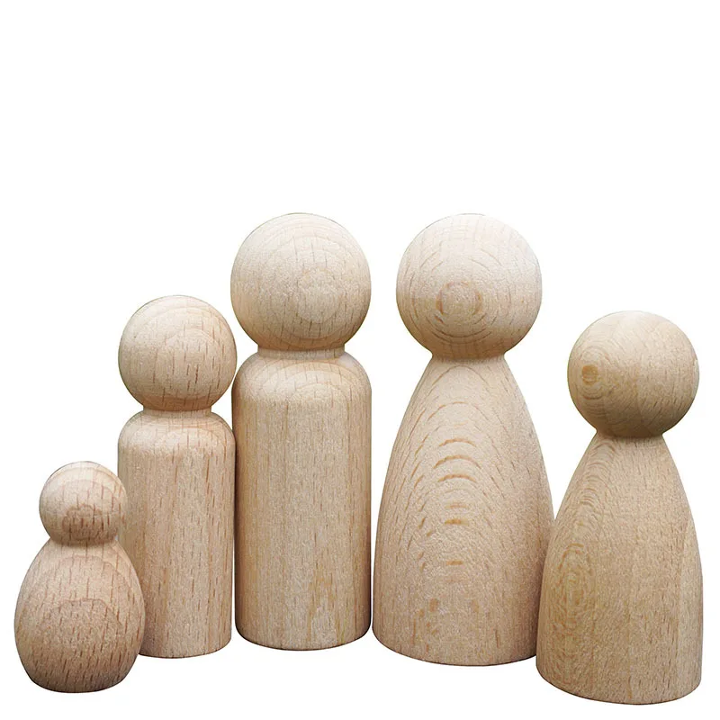 Yitaocity 10Pcs Natural Unfinished Wooden Peg Doll Bodies People Shapes Art Craft Kids Toy 35mm 5-Man,5-Women 