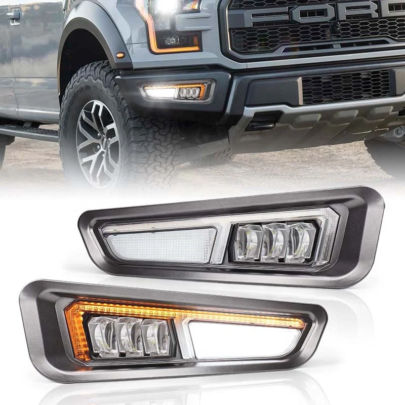 OVOVS White Amber Turn Signal Sequential Type Led Fog Light for Ford F150 Raptor 2017 2018 2019 2020