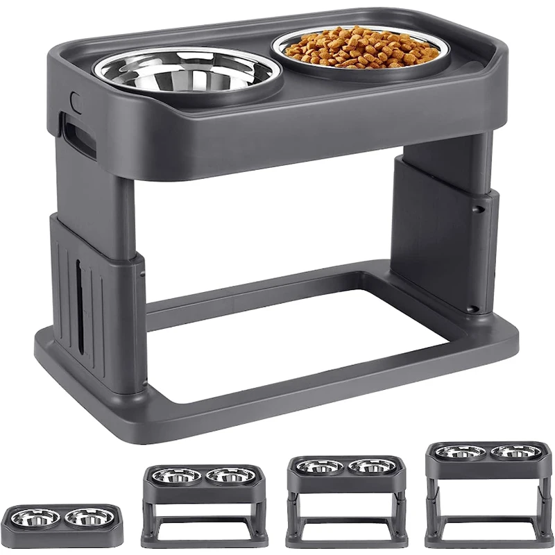 Elevated Dog Feeder Height Adjustable Pet Bowl Nonslip Slow Feeder 3