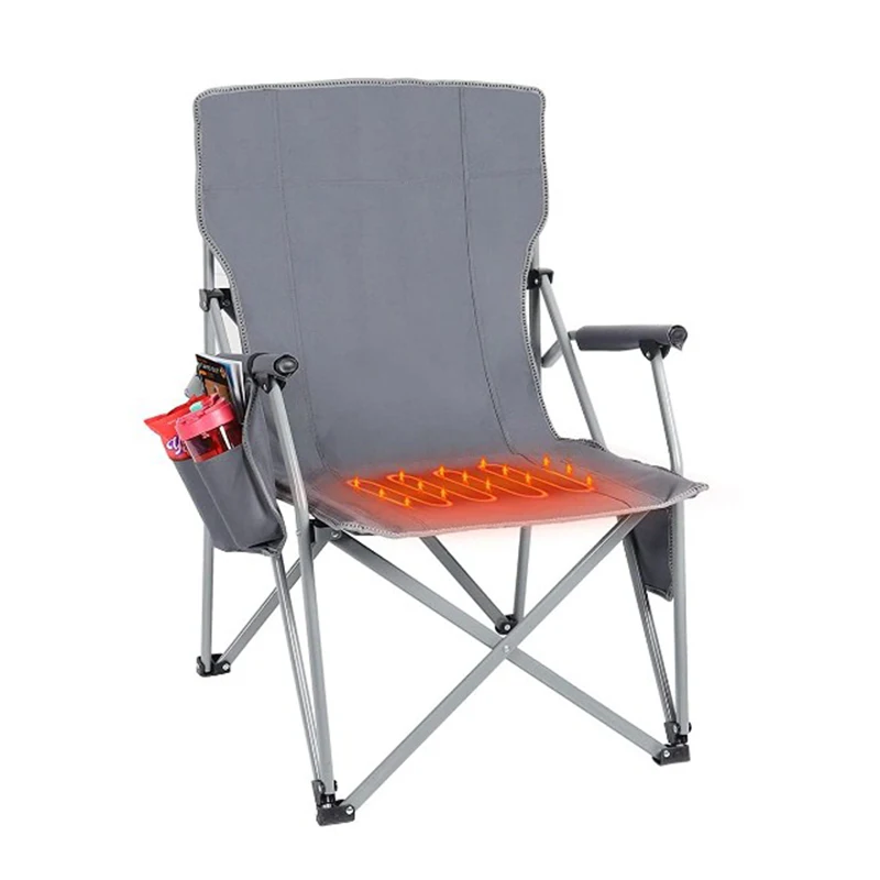 2023 New Outdoor Usb Heated Camping Chairs Portable Folding Heated Lawn Chair With Armrest For