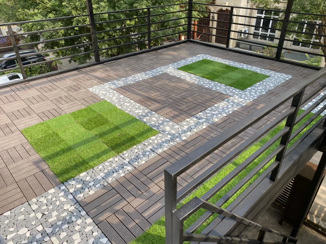 Stone Outdoor Deck Tiles Interlocking Patio Tiles 12" X 12" Patio