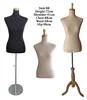 Female bust dress form mannequin with tripod wooden stand