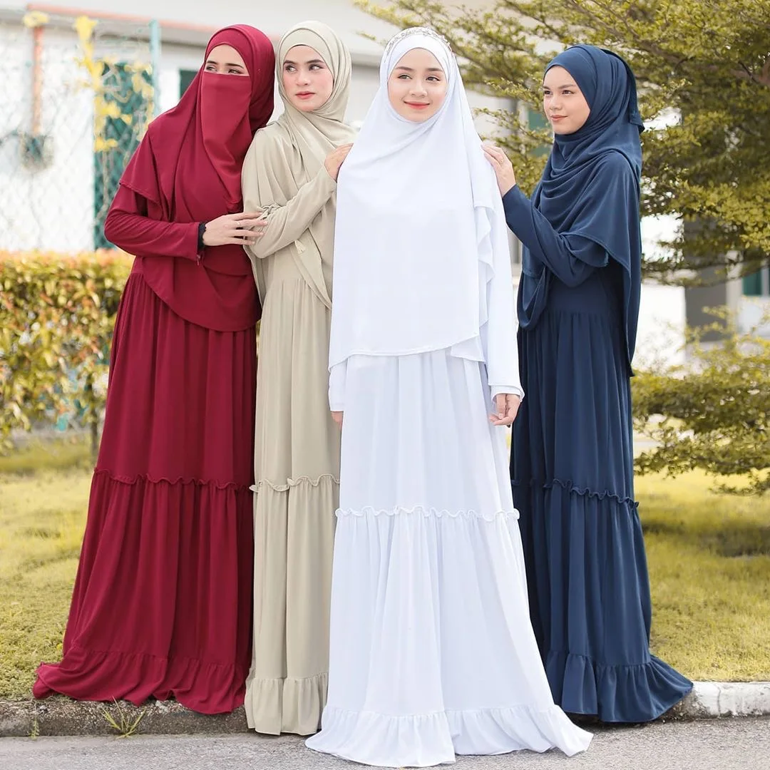 MITIY Muslim Islamic Girls Abayas and Jilbabs Full Length Dresses+Hijab 2pcs Prayer Dress Abaya Set Hajj Umrah