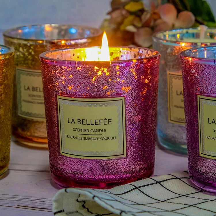 Highend Scented Candle Lace Embossed Smokeless Essential Oil Soybean