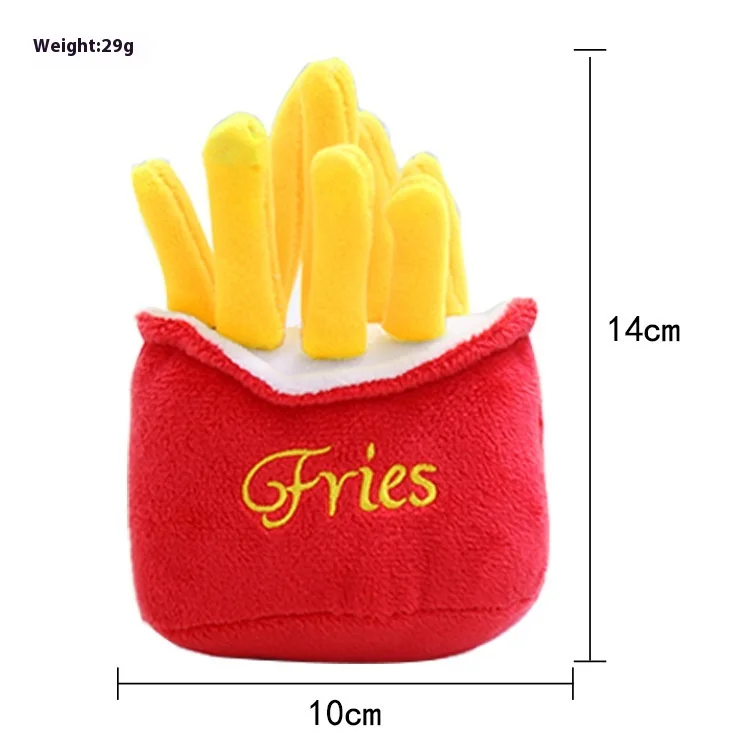 Eco-Friendly Luxury Cat Small Dog Teddy Plush Sound Toy Cute Cartoon Fries Burger Pet Supplies Toy Made Rubber Cotton Plastic