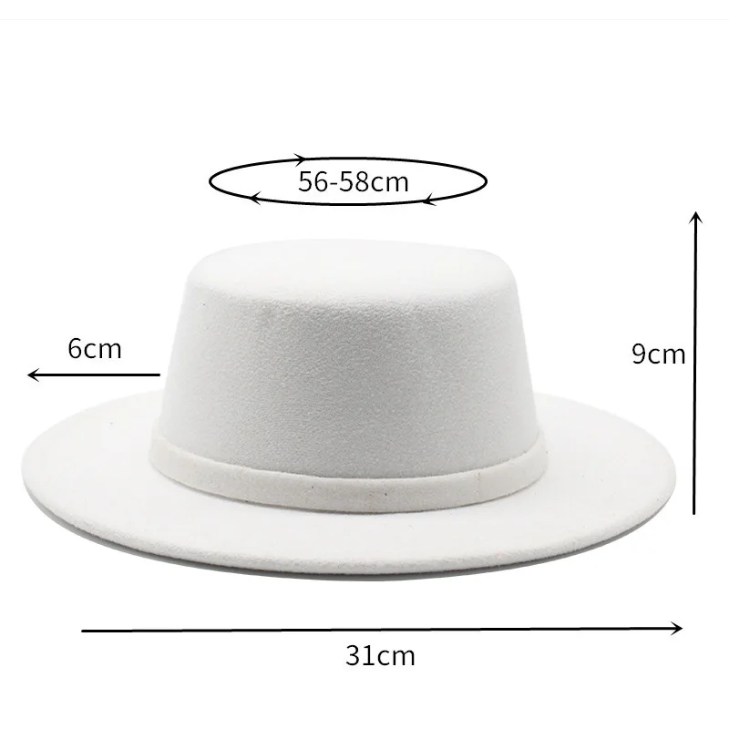 Flat Felt Hat Fashion Wool Fedora Hats 