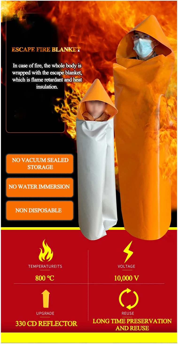 Wholesale Price Fiberglass Emergency Escape Fireproof Cape Fire Proof Retardant Blankets For