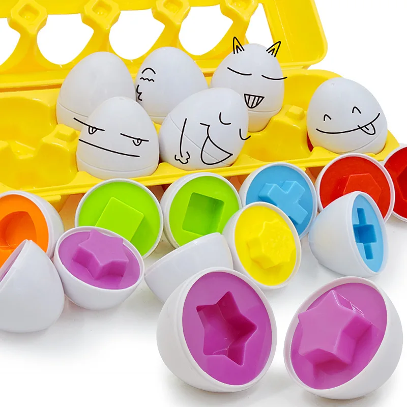 Matching Eggs 12 pcs Set Color Shape Number Matching Egg Set Early Learning Educational Fine Motor Skill Montessori Toy Gift