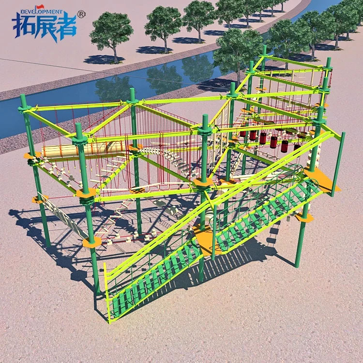 Zip-Line Recreational Outbound Rope Obstacle Course Facilities for Amusement Park on Sale