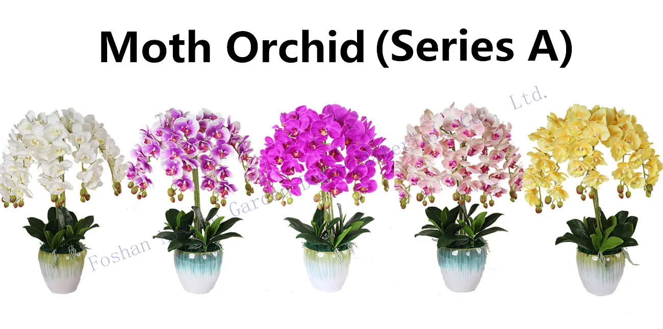 Wholesale Artificial Pink Flowers Plants Phalaenopsis Potted Home Fake