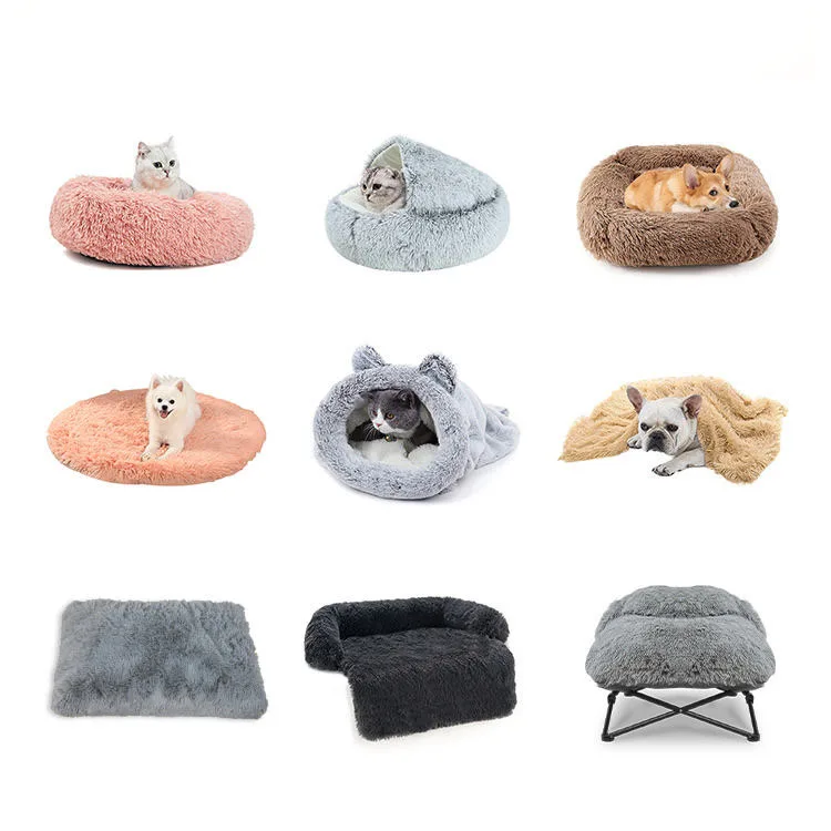 Luxury Dia 40cm Round Washable Plush Mat Calming Antislip Faux Fur